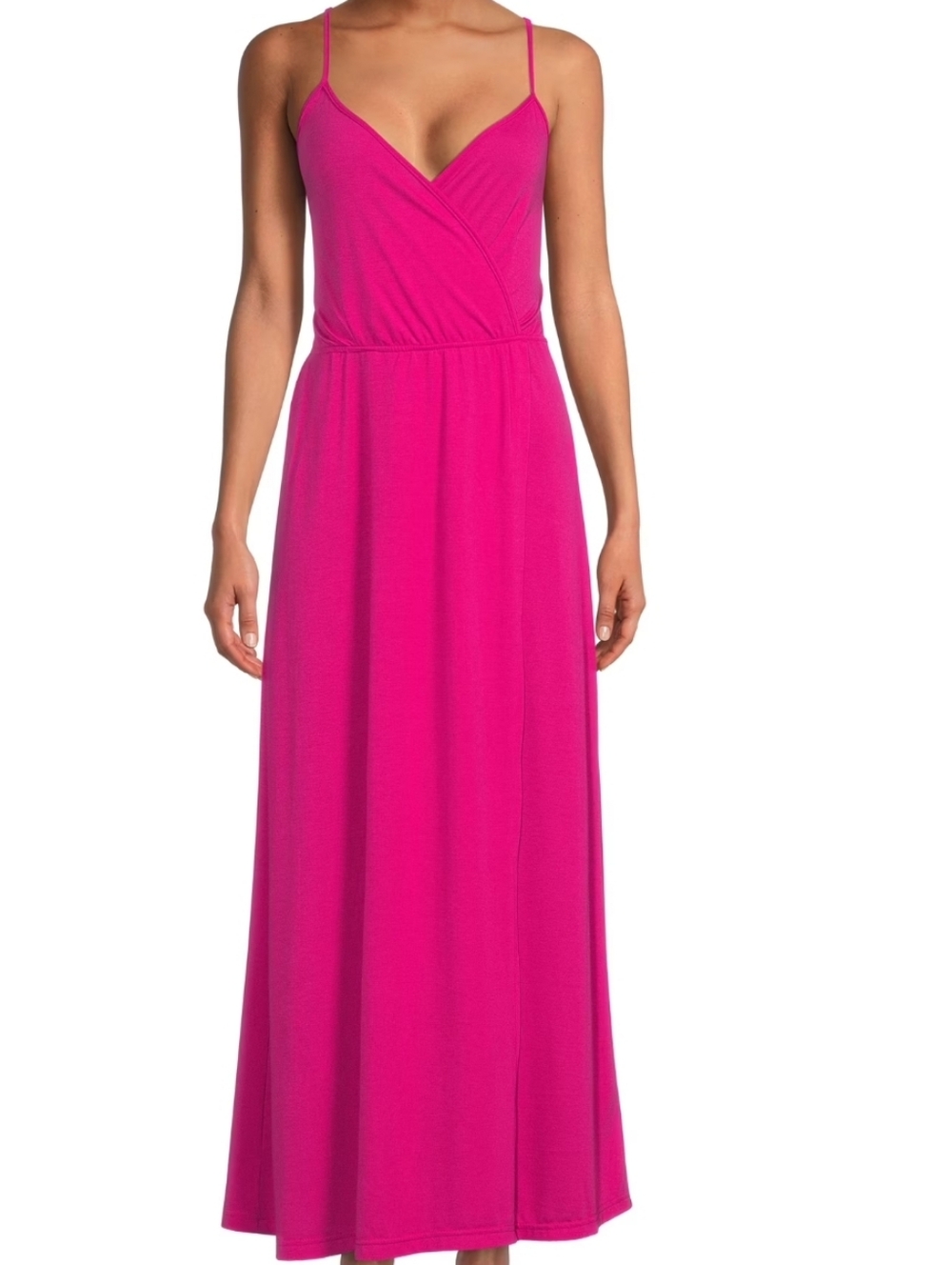 NWT Nine.Eight Magenta Spaghetti-Strap Faux-Wrap Maxi Dress Size S